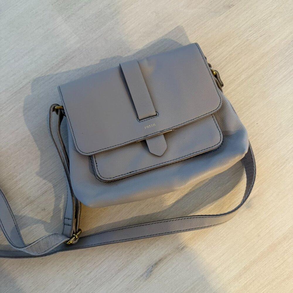 Fossil Gray Leather Crossbody (New and Never Worn, But No Tags)